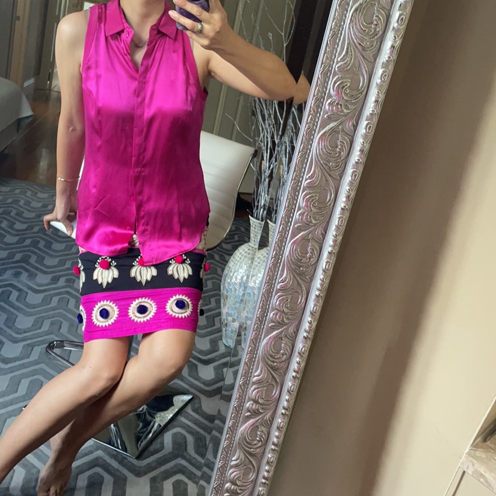 Atlein 💯 silk hot pink tank top